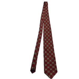 CLAYBROOKE Men's  100% Silk Tie Burgandy and Gold 3.75"W X 56.5"L